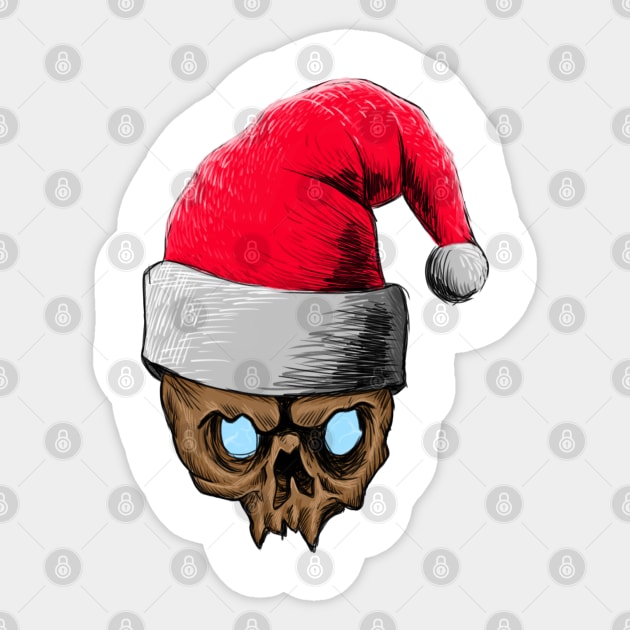 Skull santa Sticker by Astrajingga